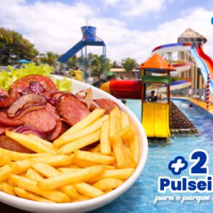 Calabresa com Fritas + 2 Passaportes para o Parque Aquático de R$104,90 por R$99,90.