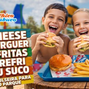 Chico do Caranguejo Cumbuco com Chesse burguer + fritas + Refri ou suco + 1 Passaportes para o AcquaChico a partir de R$49,90.
