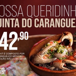 Quinta do Caranguejo com 3 unidades do melhor caranguejo de Fortaleza com desconto Por apenas R$42,90.