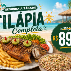 Aloha Sun Beach Praia do Futuro com Tilápia completa para duas pessoas + Piscina de R$110 por R$89,90.
