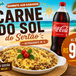 Aloha Sun Beach Praia do Futuro com Carne de Sol do Sertão + Refrigerante 1l + Piscina de R$153,90 por R$99,90.