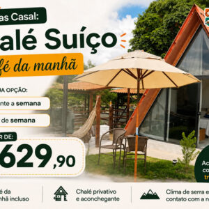 Villa Suíça Ibiapaba traz Duas Díaria Casal em: Chalé Suíço + Café da manhã a partir de R$629,90.